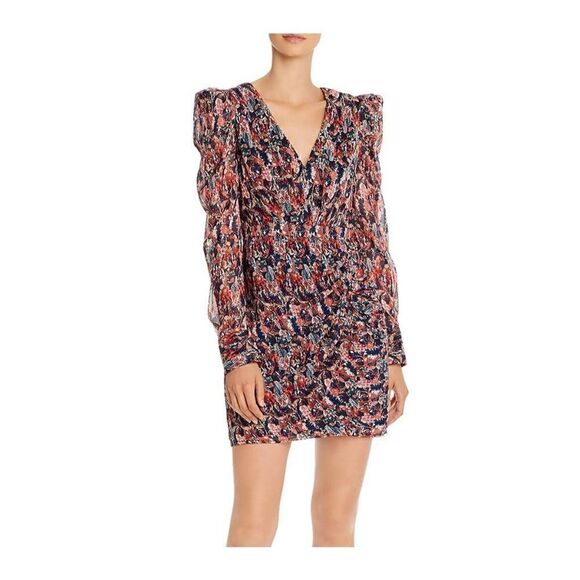 Aqua Dresses & Skirts - Aqua Luxe Puff-Sleeve Feather Print Dress